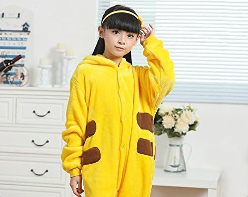 Lucianna Unisex-child's One-piece Cartoon Jumpsuit Sleepwear Pajamas Animal Onesie Halloween Cosplay Costume Loungewear Pikachu M