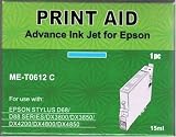 set of two compatible epson t0612 cyan inkjets for epson d68/d88