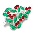 Cute Christmas Tree Irregular Red Flowers Green Leaves Brooches And Pins