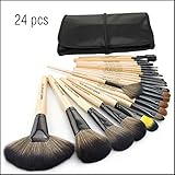 LexBlue（TM）24本セットプロフェッショナルブラシキット携帯用化粧ブラシメイクアップツール（ウッドカラー）メイクアップ