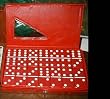 Double Six Jumbo Dominoes-(8.5" x 5") Set of 28-Red Case/Red Tiles