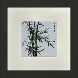 Susho, King Silk Art Handmade Silk Embroidery - Lucky Bamboo - White Mat Framed Regular Size 16015WF