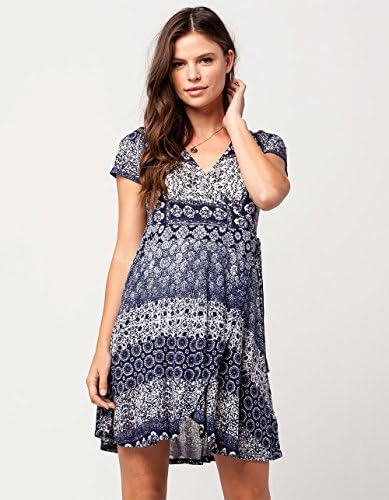 PATRONS OF PEACE Paisley Floral Wrap Dress, Blue Combo, Small