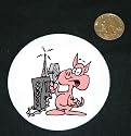 3" button / pin printed with ham, tower, pig, animal, radio