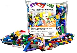 Building Bricks - 1000 pc "Big Bag of Bricks" Bulk Blocks with 54 Roof Pieces - Tight Fit and Compatible with Lego