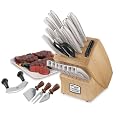 Chicago Cutlery Insignia Steel 18-Pc Block Set with Bonus Mezzaluna and Cheese Knife Trio