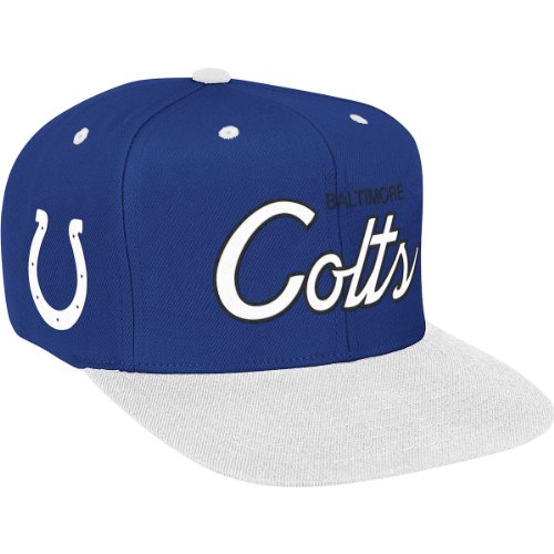 Mitchell & Ness Baltimore Colts/Indianapolis Colts 2 Tone Script Snapback Hat Adjustable