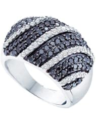 1.75 cttw 14k White Gold Black Diamond Ladies Cocktail Right Hand Fashion Band (Real Diamonds: 1.75 cttw, Ring Sizes 4-10)