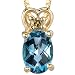 Captivating and Radiant 1.00 cts Oval Checkerboard London Topaz Diamond Pendant 14Kt Yellow Gold