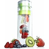 AquaFusion&reg; Fruit Infuser Water Bottle - Eco-Friendly BPA-Free Tritan 24oz Drinking Water Bottle - Best Infused Fruit Infusion Water Bottle