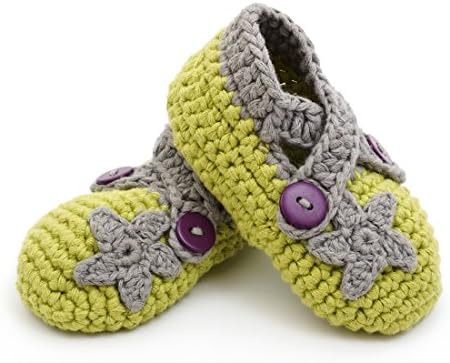 KeeCro Crochet Baby Booties Newborn Socks Shoes Green Ballet (6 - 12 Monthes)