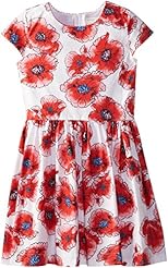 Girls Viscose  Tiered Floral Print Skater Dress  With Ruffles