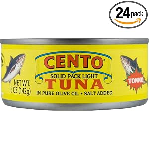 Cento Solid Packed Tuna in Olive Oil, 5-Ounce Cans (Pack of 24) by 