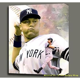  DEREK JETER NY YANKEES ORIGINAL MIXED MEDIA W OIL, GICLEE, & ACRYLIC 20X25X1.5