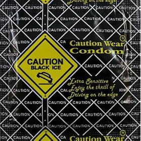 CAUTION WEAR BLACK ICE Extra Sensitive-Lubricated Condoms, 12