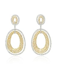Diamond 18k Two Tone Gold Dangle Earrings