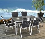 Gartenmöbel Gartengarnitur Aluminium 150x90cm Silber/Glas 7tlg. Aluminium Gartenmöbel Gartengarnitur Aluminium 150x90cm Silber/Glas 7tlg. Aluminium
