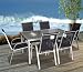 Gartengarnitur Aluminium 150x90cm Silber/Glas - 7tlg.
