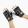 Polyester Rock Star Studded Fingerless Gloves (1 pair),  One Size