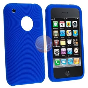 Blue Textured Silicone Skin Case for Apple iPhone / iPhone 3G 8GB 16GB