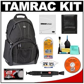 Tamrac 3385 Aero Speed Pack 85 Photo / Laptop Digital SLR Camera Backpack (Black) + Accessory Kit for Canon EOS 7D, 5D Mark II III, 60D, Rebel T3, T3i, Nikon D3100, D3200, D5100, D7000, D800, A35, A55, A57, A65, A77 Digital SLR Cameras