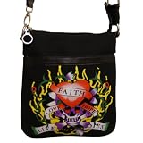 mala-bags - Black across body bag with skull tattoo design
