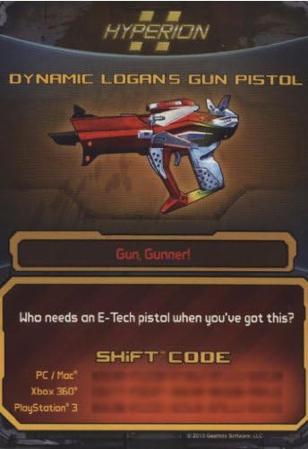 Borderlands 2 Dynamic Logans Gun Pistol DLC CARD SHIFT CODES PACK [NO GAME] FOR XBOX 360, PS3, & PC/MAC
