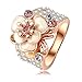 AnaZoz Jewelry 18K Gold Plated Women Rose Gold Plate SWA Elements Austrian Crystal Enamel Flower/Wedding Ring