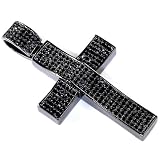 Black Plated CZ Cubic Zirconia Hip Hip Blackout Micro Pave Mens Bling Religious Cross Pendant