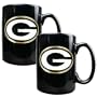 NFL Green Bay Packers Two Piece Black Ceramic Mug Set - Primary Logo