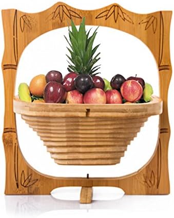 Fruit Basket made of Bamboo - Natural wood color - Collapsible and Eco friendly - Kitchen Decoration