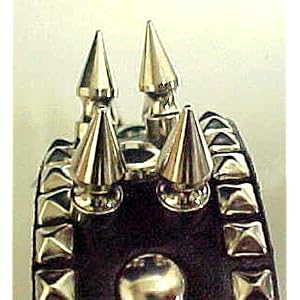 28 Inch Black Leather Spiked Dog Collar 1" Spikes