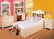 2 Piece Girls Chest Bed and Bookcase Headboard