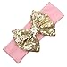 Voberry Baby Girls Photo Props Turban Cotton Sequins Bow Headband Soft Head Wrap (C)