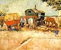 Encampment of Gypsies with Caravans, near Arles, c.1888 by Vincent Van Gogh. Size 24.00 inches width by 19.75 inches height. High Quality Art Poster Print