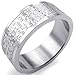 KONOV Mens Womens Stainless Steel Ring, English Lord's Prayer Cross 8mm Band, Silver
