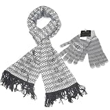 Fair Isle Knitted Women's Merino Wool Scarf & Gloves Set - Lovarzi - Gorgeous fairisle winter warm scarf and glove set for women - Made in Scotland - Ladies Scarves