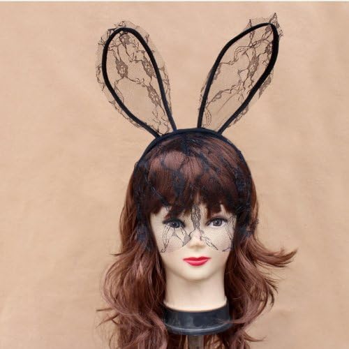 MKPLY Hot Sexy Rabbit Ears Fashion Dress up Venetian Metal Filigree Lace Eye Veil Masquerade Mask Masked Ball for Child