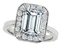 3.50 cttw 925 Sterling Silver 14K White Gold Plated Genuine Emerald Cut Aquamarine Ring Size 8