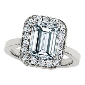 Buy 3.50 cttw 925 Sterling Silver 14K White Gold Plated Genuine Emerald Cut Aquamarine Ring - Gold... by Finejewelers