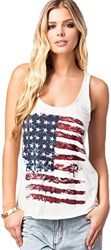 LAMYUS Women American Flag Print Tank Top US Seller (Large)