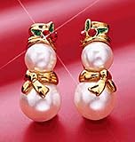  : Avon Pearlesque Snowman Earrings Pierced