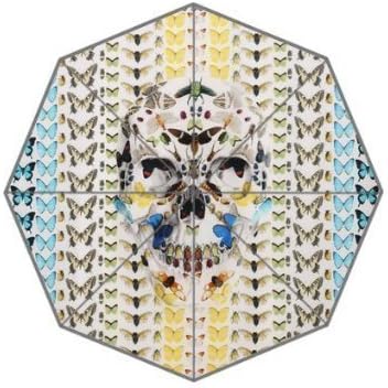 Damien Hirst Alexander Mcqueen Custom Foldable Rain Umbrella Wind Resistant Windproof Floding Travel Umbrella