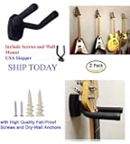 Top Stage&reg; Lot of 2 Guitar Hangers Holder Rack Wall Mount Display with Screws, GRAK-Q2