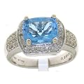 Stylischer 18 Karat (750) Wei�gold Damen - Diamant Ring Brillant-Schliff 0.25 Karat H-SI2 mit Topas - 9 Gramm