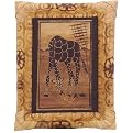 Bending Giraffe Banana Fiber Batik Wall Art