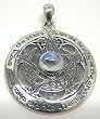 Sterling Silver Crescent Moon Pentacle Pendant Pagan