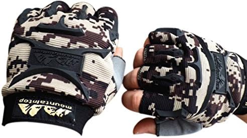 Yucyun Men's Half-finger Anti-slip Breathable Outdoor Climbing Riding Cycling Gloves (Light Camo)
