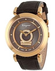 Salvatore Ferragamo Womens FQ4080013 Minuetto Gold Ion-Plated Coated Stainless Steel Brown Dial Diamond Watch