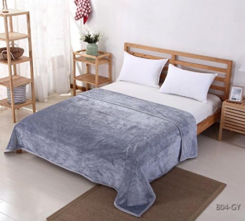 FT Home Fashion Solid Microplush Throw Blanket Full / Queen Size, 3.5 LBS (Grey)